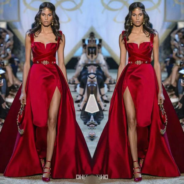 elie saab red prom dresses sweetheart side split evening gowns with detachable train customized satin formal dresses, Black
elie saab red prom dresses sweetheart side split evening gowns with detachable train customized satin formal dresses, Black