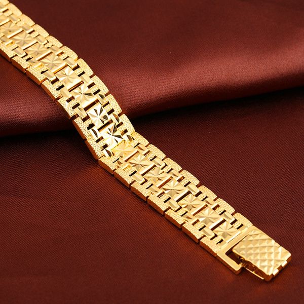 men's bracelet 18k gold filled chunky chain bracelets wrist link thick jewelry male gift carved star accessories free, Black
men's bracelet 18k gold filled chunky chain bracelets wrist link thick jewelry male gift carved star accessories free, Black