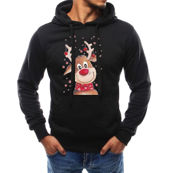 

brand 2018 hoodie christmas deer hoodies men fashion tracksuit male sweatshirt hoody mens purpose tour hoodie m-xxxxl, Black