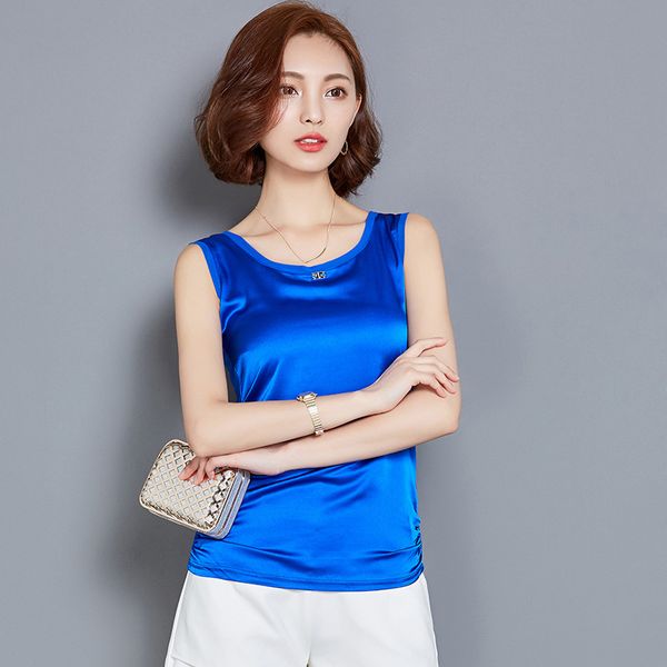 100% pure silk women's blouses femme classic casual blouse women loose sleeveless ladies blusa feminina tank for woman, White
100% pure silk women's blouses femme classic casual blouse women loose sleeveless ladies blusa feminina tank for woman, White