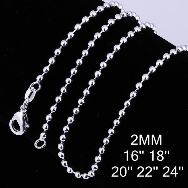 mixed 2mm 24inch 925 sterling silver necklace jewelry smooth beads chain necklaces fit pendants charms diy necklace 30pcs/lot
mixed 2mm 24inch 925 sterling silver necklace jewelry smooth beads chain necklaces fit pendants charms diy necklace 30pcs/lot