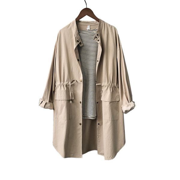 czgee autumn casual women long trenchcoat stand collar lace up solid full sleeve with pocket loose coat feminine outerwear, Tan;black
czgee autumn casual women long trenchcoat stand collar lace up solid full sleeve with pocket loose coat feminine outerwear, Tan;black