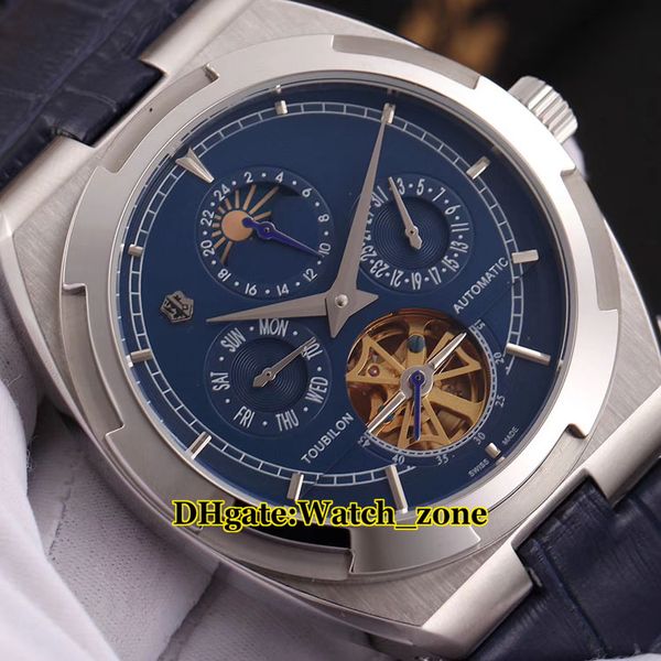 new overseas 43mm daydate blue dial moon phase automatic tourbillon mens watch silver case leather strap quality watches, Slivery;brown
new overseas 43mm daydate blue dial moon phase automatic tourbillon mens watch silver case leather strap quality watches, Slivery;brown