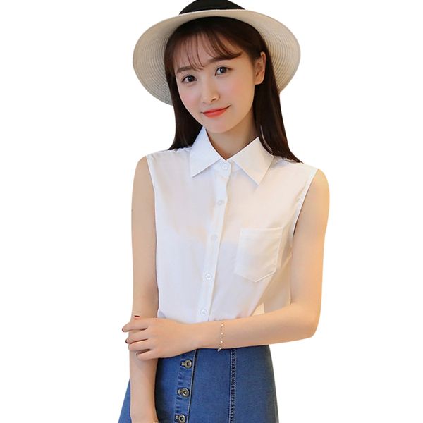 fashion summer sleeveless shirt blouse women office lady style shirts turn down collar blusas femme solid casual tops female f3, White
fashion summer sleeveless shirt blouse women office lady style shirts turn down collar blusas femme solid casual tops female f3, White