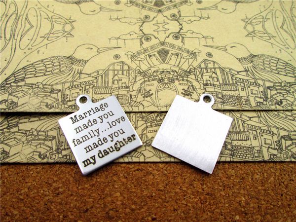 40pcs--"marriage made you familly love made you my daughter"stainless steel charms more style for choosing diy charms pendants for, Bronze;silver
40pcs--"marriage made you familly love made you my daughter"stainless steel charms more style for choosing diy charms pendants for, Bronze;silver