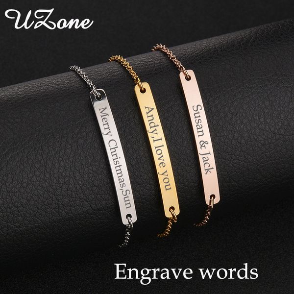 uzone personalize bar women bracelets stainless steel engrave name bracelets 3-tone jewelry for friends gift, Black
uzone personalize bar women bracelets stainless steel engrave name bracelets 3-tone jewelry for friends gift, Black