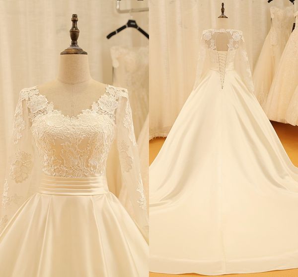 v neck wedding dresses with long sleeves pleated satin keyhole back with lace up illusion wedding gowns long cheap, White
v neck wedding dresses with long sleeves pleated satin keyhole back with lace up illusion wedding gowns long cheap, White