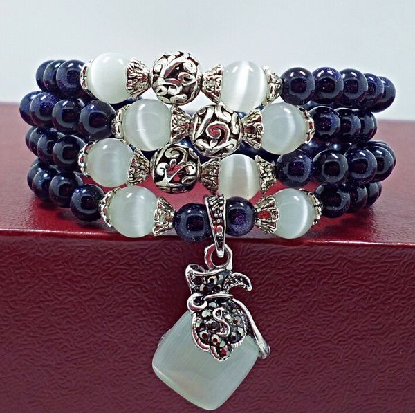 blue sand stone beads bracelets for women opal beads bracelet jewelry with purple pendant vintage jewelry 0706, Black
blue sand stone beads bracelets for women opal beads bracelet jewelry with purple pendant vintage jewelry 0706, Black
