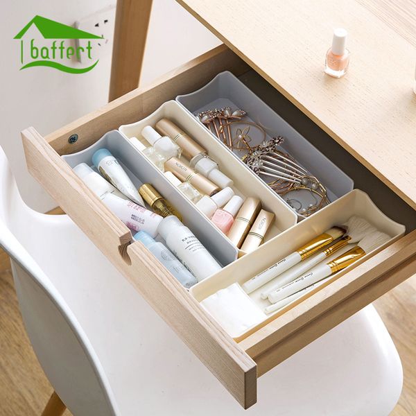 

2018 new creative plastic drawer organizer kitchen cutlery divider case makeup tableware sundries container storage box