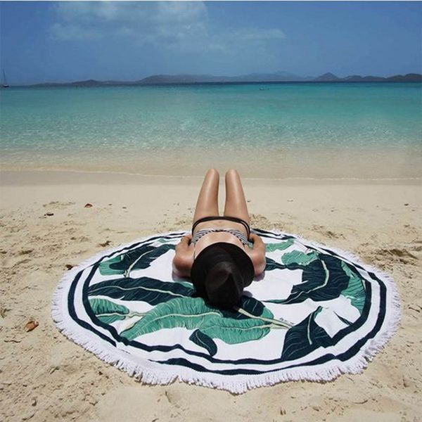 

2018 new mat fringed large round beach cushion multifunctional outside wrapped scarf shawls seaside holiday beach mat