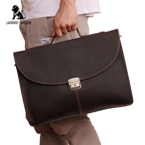 laoshizi vintage crazy horse leather men briefcase business bag large 15"lapcase messenger crossbody bags male handbag
laoshizi vintage crazy horse leather men briefcase business bag large 15"lapcase messenger crossbody bags male handbag