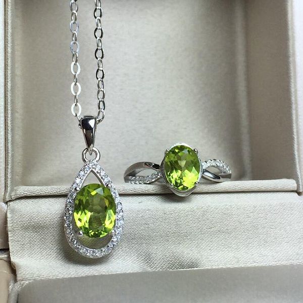 natural gemstone jewelry peridot white gold color 925 silver jewelry set for women wedding ring/necklace set fine yjs021, Black
natural gemstone jewelry peridot white gold color 925 silver jewelry set for women wedding ring/necklace set fine yjs021, Black