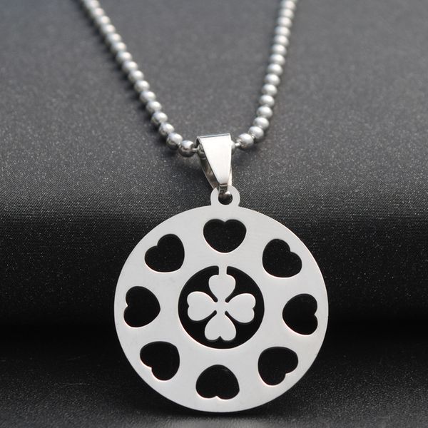 1pcs stainless steel lucky love heart four-leaf clover charm pendant necklace petal flower small grass plant amulet round multiple woman mot, Silver
1pcs stainless steel lucky love heart four-leaf clover charm pendant necklace petal flower small grass plant amulet round multiple woman mot, Silver
