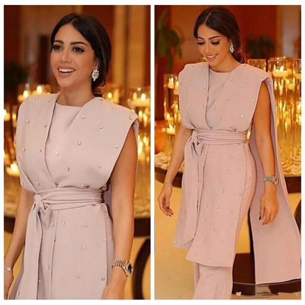formal pink evening dresses sleeveless cape beaded sashes jumpsuit pearls beaded 2021 modern arabic dubai formal suit party prom gowns, Black;red
formal pink evening dresses sleeveless cape beaded sashes jumpsuit pearls beaded 2021 modern arabic dubai formal suit party prom gowns, Black;red