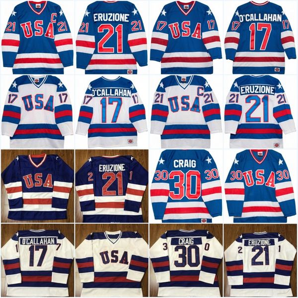 21 Mike Eruzione 1980 Olympic Team USA Hockey Jerseys 17 Jack O'Callahan 30 Jim Craig USA Miracle On Alternate Year Vintage Jersey
21 Mike Eruzione 1980 Olympic Team USA Hockey Jerseys 17 Jack O'Callahan 30 Jim Craig USA Miracle On Alternate Year Vintage Jersey