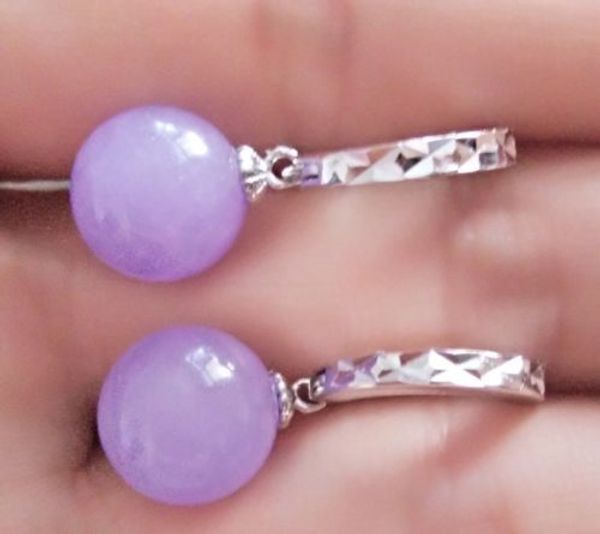 fashion natural 10mm lavender jade round beads silver hook earrings 
fashion natural 10mm lavender jade round beads silver hook earrings