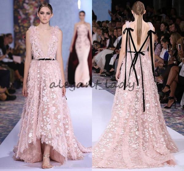 blush pink high low prom dresses 2018 elie saab 3d floral appliqued ruffles plunging neckline formal evening gowns celebrity dress, Black
blush pink high low prom dresses 2018 elie saab 3d floral appliqued ruffles plunging neckline formal evening gowns celebrity dress, Black