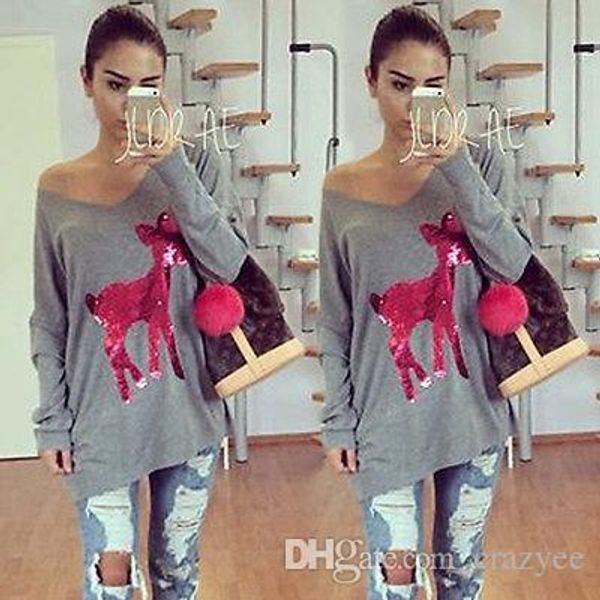 2016 women clothes new women dresseswomen v-neck t shirt long sleeve womens autumn t-shirt fashion deer print cotton t-shirts for women, White 
2016 women clothes new women dresseswomen v-neck t shirt long sleeve womens autumn t-shirt fashion deer print cotton t-shirts for women, White