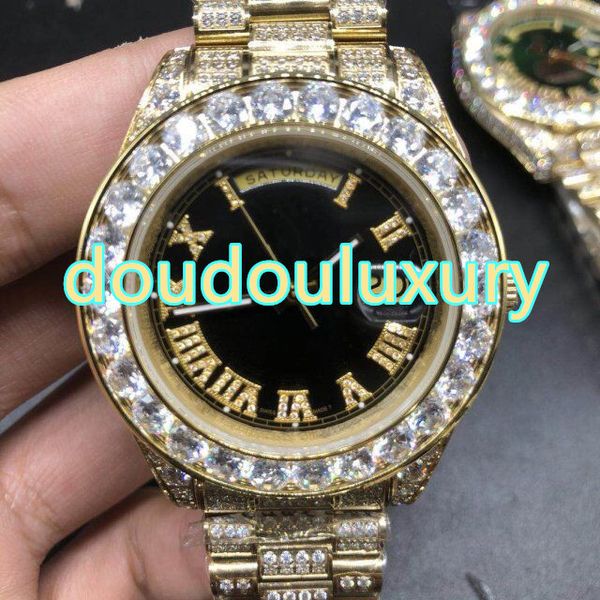 2018 new iced out men's watch black face hip hop rap style diamond popular watch sweep calendar automatic mechanical watch, Slivery;brown
2018 new iced out men's watch black face hip hop rap style diamond popular watch sweep calendar automatic mechanical watch, Slivery;brown