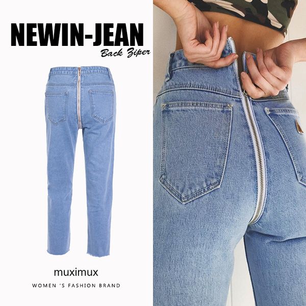2018 autumn washed denim jeans women winter high waist jeans back zipper streetwear straight female cowboy denim pants, Blue
2018 autumn washed denim jeans women winter high waist jeans back zipper streetwear straight female cowboy denim pants, Blue