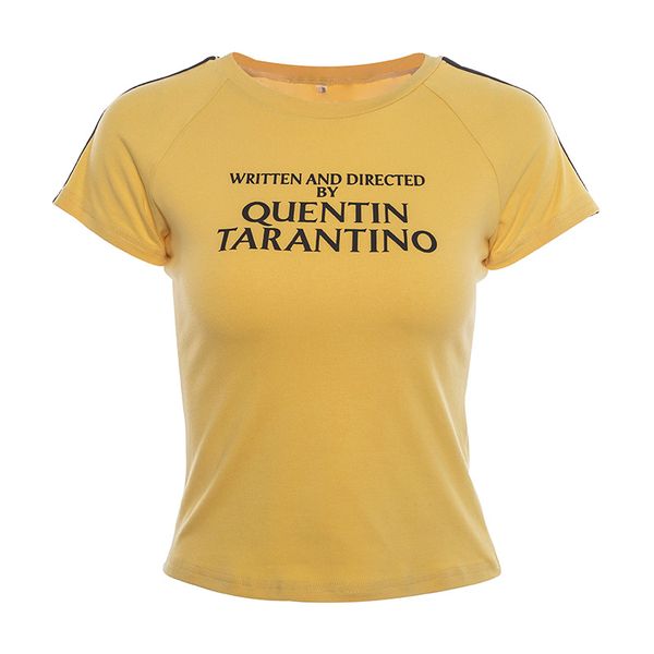 new style quentin tarantino women short sleeve cotton knitted yellow letter printed 2018 summer cool fashion tees, White
new style quentin tarantino women short sleeve cotton knitted yellow letter printed 2018 summer cool fashion tees, White