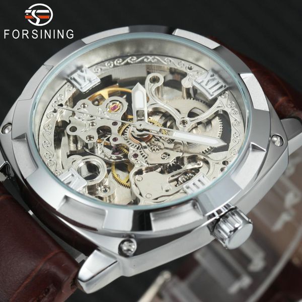 2018 forsining auto mechanical watch men leather strap skeleton tonneau dial classic vintage wrist watches, Slivery;brown
2018 forsining auto mechanical watch men leather strap skeleton tonneau dial classic vintage wrist watches, Slivery;brown