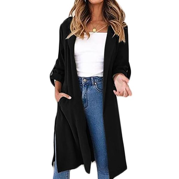 fashion lady sash elastic cardigan solid color trench long sleeve autumn winter outerwear with belts office women coat, Tan;black
fashion lady sash elastic cardigan solid color trench long sleeve autumn winter outerwear with belts office women coat, Tan;black