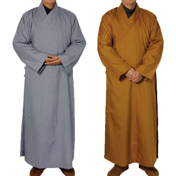 

2 colors shaolin temple costume zen buddhist robe lay monk meditation gown buddhism monk clothes set training uniform suit, Red
