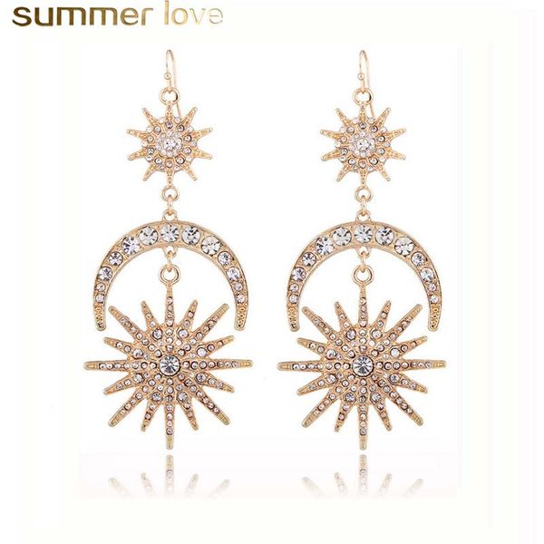new arrival sun moon star big dangle earring for women crystal vintage punk style long drop earring fashion jewelry, Silver
new arrival sun moon star big dangle earring for women crystal vintage punk style long drop earring fashion jewelry, Silver