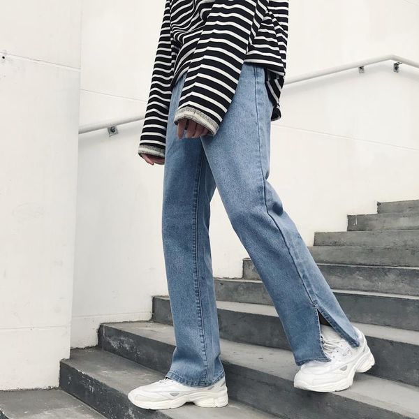 2018 spring new arival men jeans fashion solid color mid-low waist straight casual ultra-wide-leg trousers full length, Blue
2018 spring new arival men jeans fashion solid color mid-low waist straight casual ultra-wide-leg trousers full length, Blue