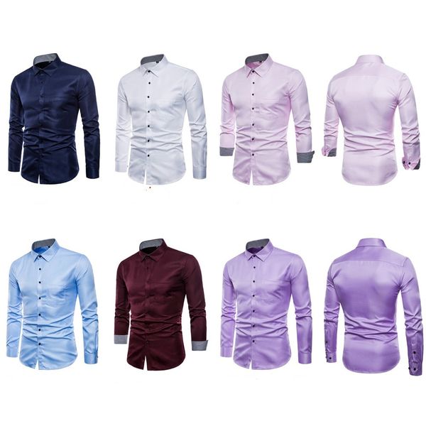 solid color slim long sleeved business shirt casual autumn shirt with pockets men clothing, White;black
solid color slim long sleeved business shirt casual autumn shirt with pockets men clothing, White;black
