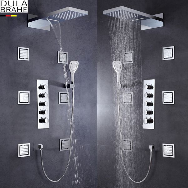germany dulabrahe thermostatic bathroom shower faucet large water flow mixer set bath & shower valve waterfall and rain shower head
germany dulabrahe thermostatic bathroom shower faucet large water flow mixer set bath & shower valve waterfall and rain shower head