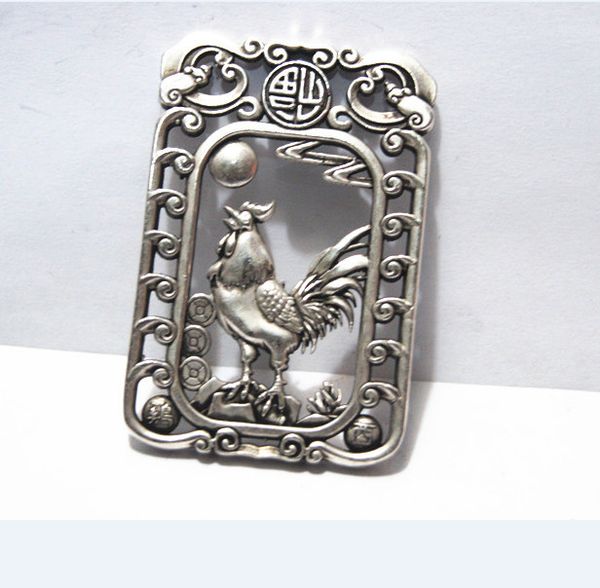 archaize white copper double-sided cock (auspicious). rectangular lucky necklace pendant., Silver
archaize white copper double-sided cock (auspicious). rectangular lucky necklace pendant., Silver