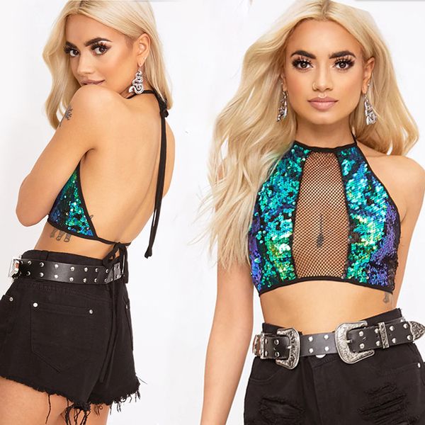 beach crop summer style backless sequins halter gold sequined party club women tank camisole 6q1674, White
beach crop summer style backless sequins halter gold sequined party club women tank camisole 6q1674, White