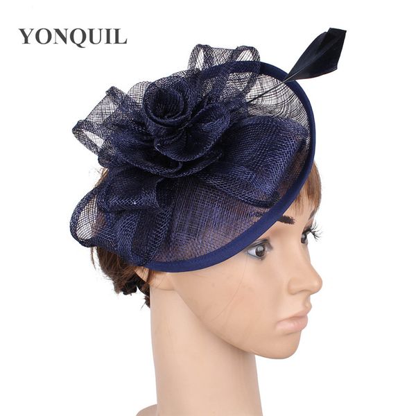 vintage navy millinery cocktail hat sinamay base fascinator headwear wedding bridal accessories with feather myq028
vintage navy millinery cocktail hat sinamay base fascinator headwear wedding bridal accessories with feather myq028