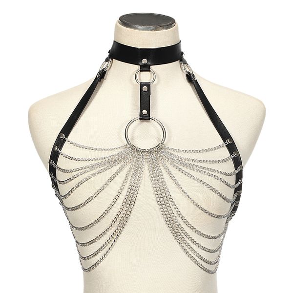 leather harness body chain bra metal chain bondage corset chest belt chain halloween club festival fashion jewelry, Golden;silver
leather harness body chain bra metal chain bondage corset chest belt chain halloween club festival fashion jewelry, Golden;silver