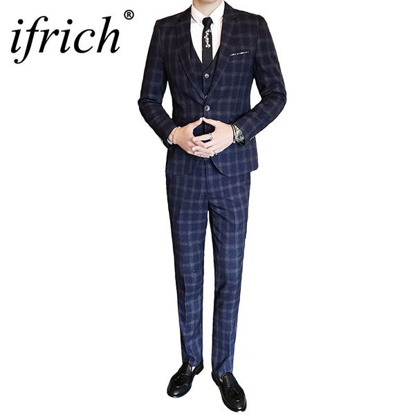 men wedding suits 2018 men's plaid slim fit 3 pieces (blazer+vest+pant) long sleeves clothes male fashion spring autumn casual, White;black
men wedding suits 2018 men's plaid slim fit 3 pieces (blazer+vest+pant) long sleeves clothes male fashion spring autumn casual, White;black
