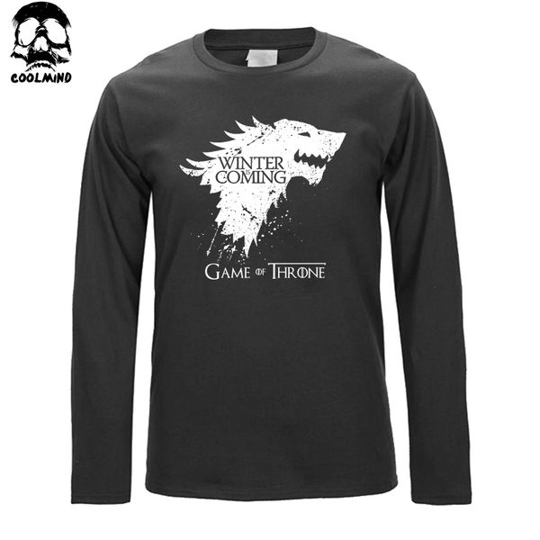 long sleeve printed t shirt for men fashion winter is coming design cotton o neck men tshirt casual, White;black
long sleeve printed t shirt for men fashion winter is coming design cotton o neck men tshirt casual, White;black