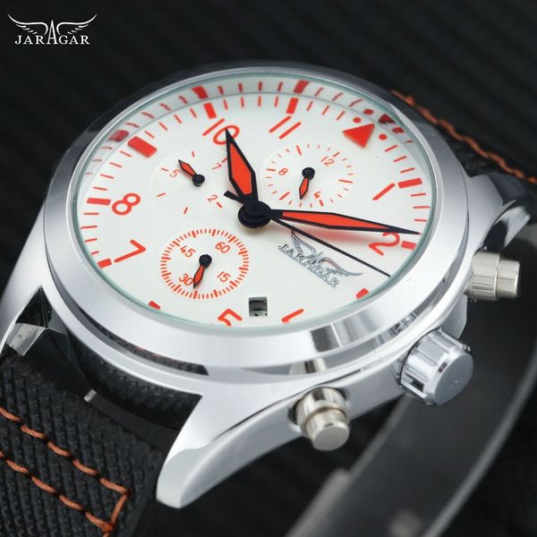 jaragar fashion men watches blue coated glass soft leather strap working small sub-dials luxury auto mechanical wristwatch, Slivery;brown
jaragar fashion men watches blue coated glass soft leather strap working small sub-dials luxury auto mechanical wristwatch, Slivery;brown