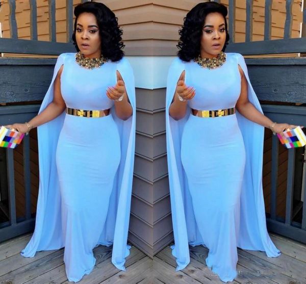 Light Blue Plus Size Evening Dresses With Cape Sheath Floor Length Evening Gowns Aso Ebi South African Women Formal Party Dresses
Light Blue Plus Size Evening Dresses With Cape Sheath Floor Length Evening Gowns Aso Ebi South African Women Formal Party Dresses
