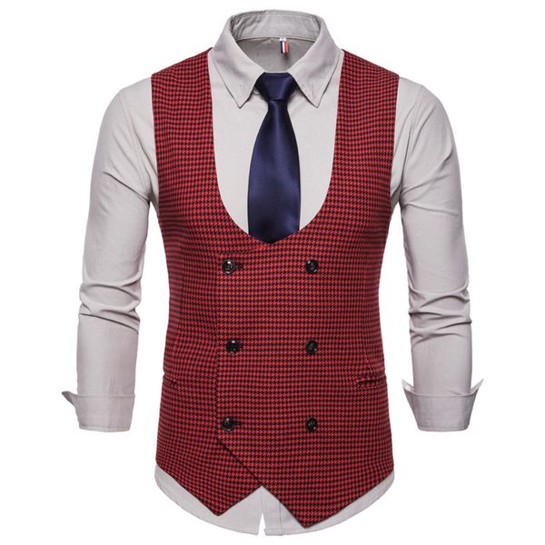 ruelk 2018 spring autumn man's vest vintage waistcoat men suit vest u-shaped collar houndstooth men's casual male clothing, Black;white
ruelk 2018 spring autumn man's vest vintage waistcoat men suit vest u-shaped collar houndstooth men's casual male clothing, Black;white