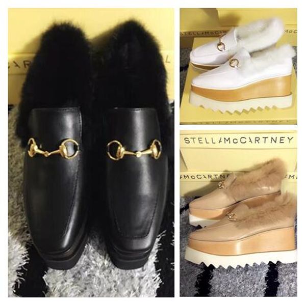 2018 winter new stella mccartney women calfskin genuine leather with real rabbit fur platform elyse wedge slip-on fashion buckle, Black
2018 winter new stella mccartney women calfskin genuine leather with real rabbit fur platform elyse wedge slip-on fashion buckle, Black