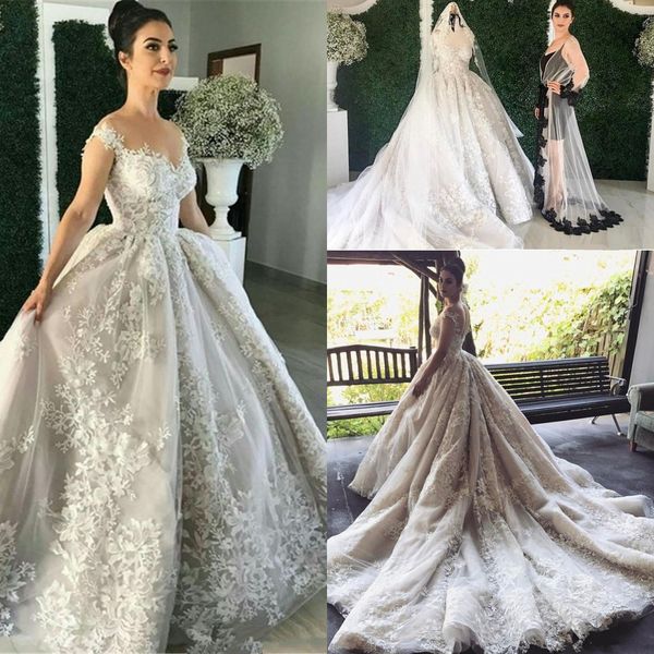 ball gown wedding dresses with pleated puffy chapel train lace appliqued bridal dresses with covered buttons closure wedding gowns, White
ball gown wedding dresses with pleated puffy chapel train lace appliqued bridal dresses with covered buttons closure wedding gowns, White