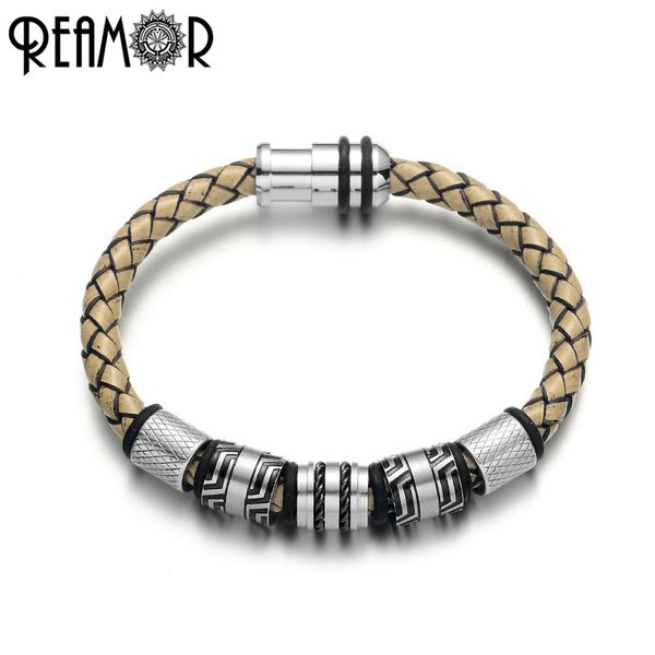 reamor men genuine leather braided stainless steel bracelets brown fashion male charm bracelet jewelry magnetic clasp bangles, Golden;silver
reamor men genuine leather braided stainless steel bracelets brown fashion male charm bracelet jewelry magnetic clasp bangles, Golden;silver