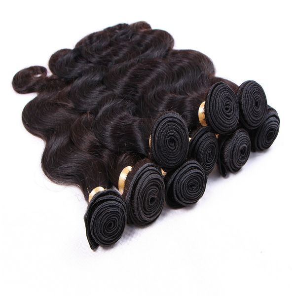 

7a brazilian hair extensions dyeable natural color peruvian malaysia indian virgin hair bundles body wave human hair weave dhl, Black