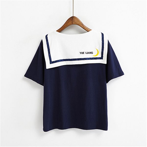 broadcloth women harajuku letter t shirt sailor collar kawaii embroidery tee female summer short sleeve loose t-shirt female, White
broadcloth women harajuku letter t shirt sailor collar kawaii embroidery tee female summer short sleeve loose t-shirt female, White