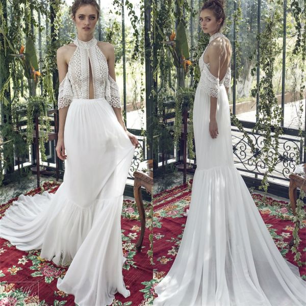julie vino 2019 beach a line wedding dresses bohemia backless lace applique halter neck bridal gowns boho chiffon wedding dress, White
julie vino 2019 beach a line wedding dresses bohemia backless lace applique halter neck bridal gowns boho chiffon wedding dress, White