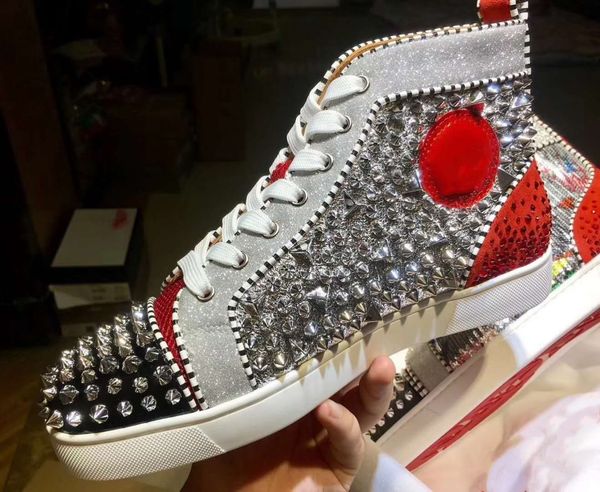 Fashion Style Really Top Quality High Top Red bottom Casual Flats Black Party Designer Sneakers Lovers Genuine Leather With diamond 
Fashion Style Really Top Quality High Top Red bottom Casual Flats Black Party Designer Sneakers Lovers Genuine Leather With diamond