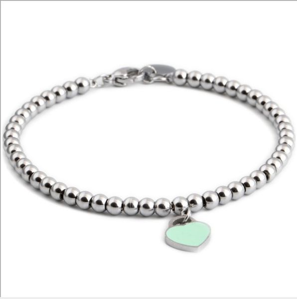 Lovers Lucky Silver Beads Titanium Steel Beaded Charms Bracelets with Pink Blue Enamel Heart Pendant
Lovers Lucky Silver Beads Titanium Steel Beaded Charms Bracelets with Pink Blue Enamel Heart Pendant