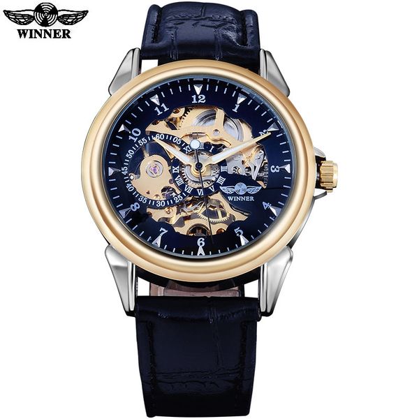 winner men women fashion hand wind mechanical skeleton watches male pu leather strap golden black dial back cover glass, Slivery;brown
winner men women fashion hand wind mechanical skeleton watches male pu leather strap golden black dial back cover glass, Slivery;brown
